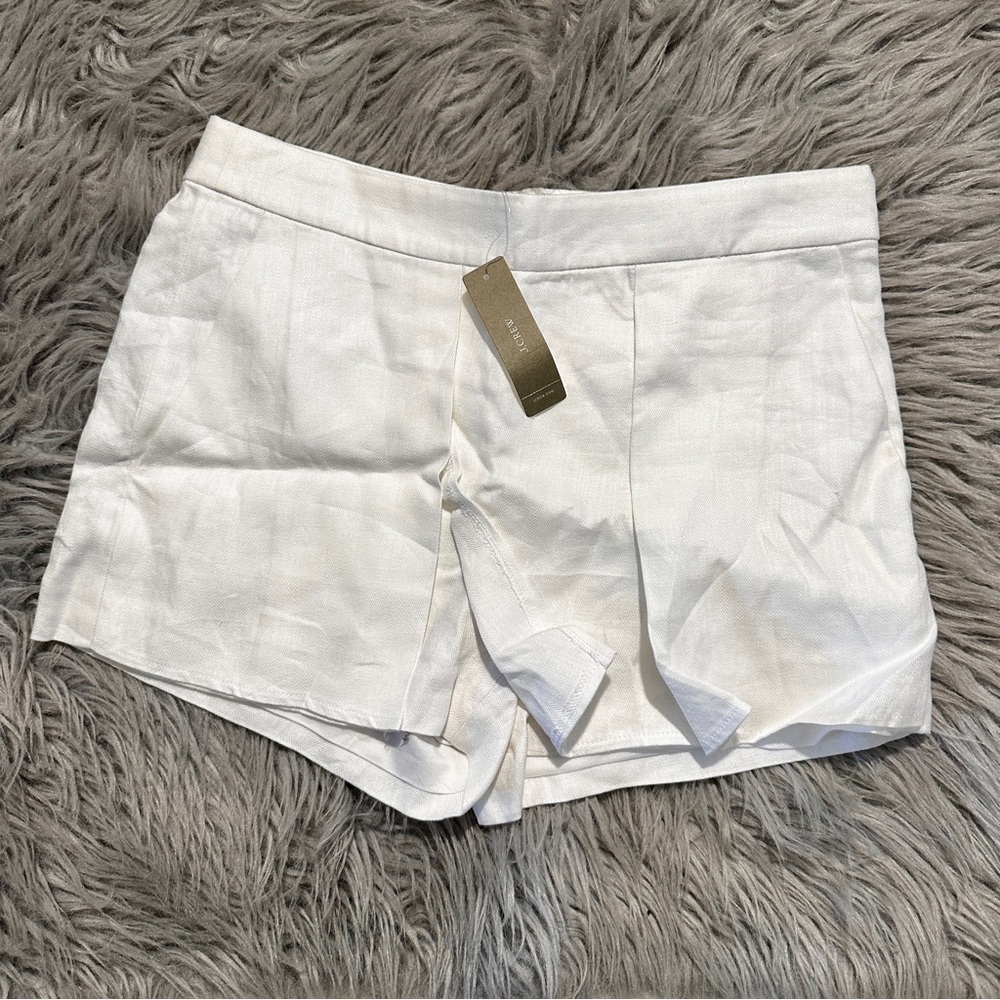 NEW J.Crew women 100% linen lined shorts and front pockets, size 0, white